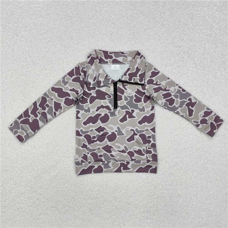 X1.1 BT1036 Pocket Camouflage Zipper Long-Sleeve Top