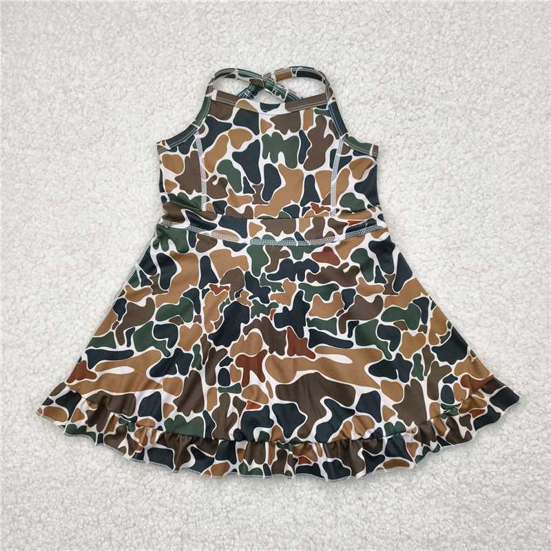 4.22GSD2309 Brown green camouflage beige yoga sleeveless dress