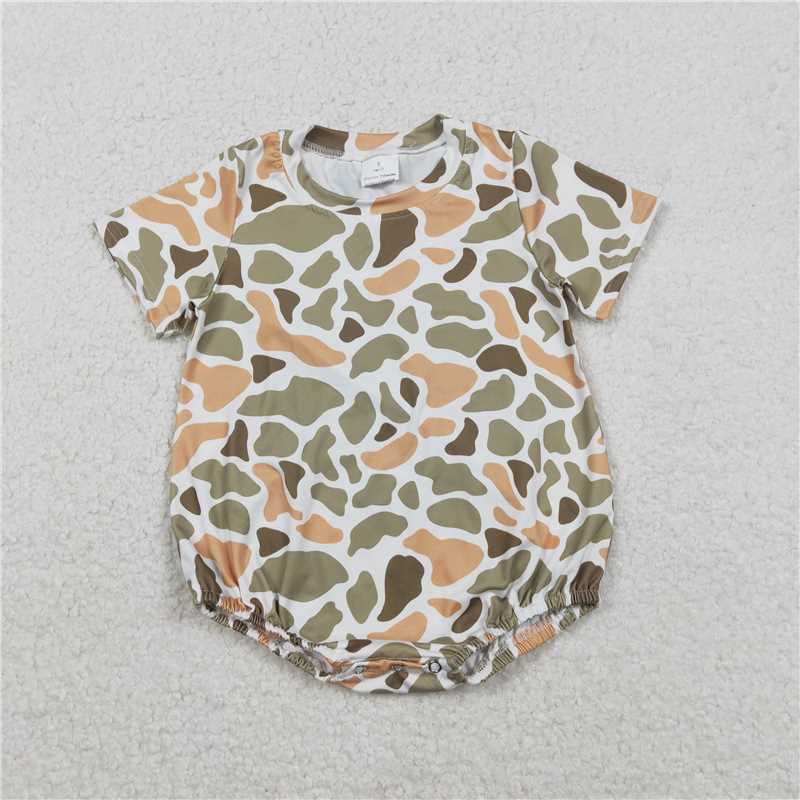 X12.10 SR3452 Orange-Green Camouflage Short-Sleeved Jumpsuit