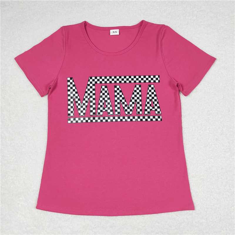 4.9 GT0574 Adult female offset mama rose red short-sleeved top