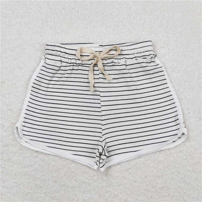 SS0340 Black pinstripe white shorts