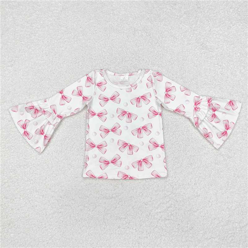 GT0779 White long-sleeved top with butterfly pattern lace)