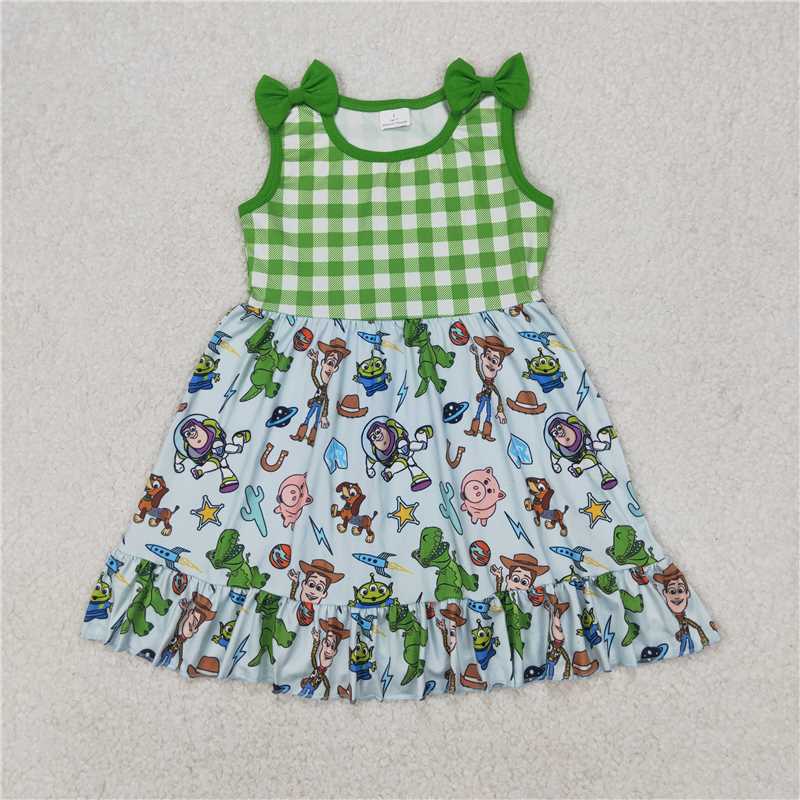 4.1 GSD2107 Toy Story Plaid Teal Sleeveless Dress