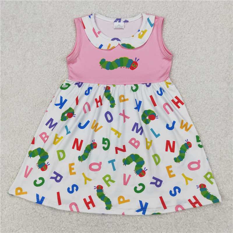 4.4 GSD2152 Pink and white sleeveless dress with caterpillar letter doll collar