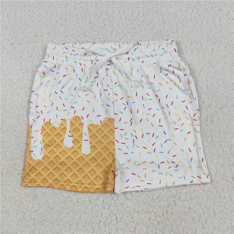 7.9 SS0625 Waffle Ice Cream White Pocket Shorts