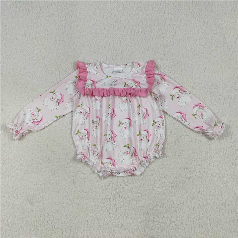 7.8 LR2208 Santa Claus pink lace long-sleeved jumpsuit