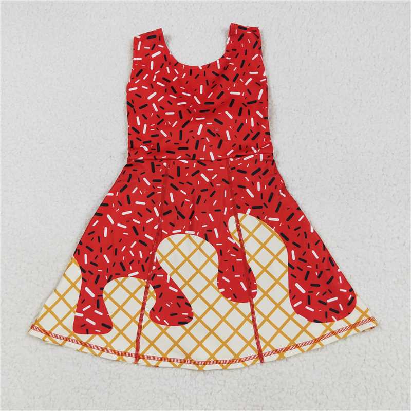 7.25 GSD2748 Waffle Ice Cream Red Yoga Sleeveless Dress