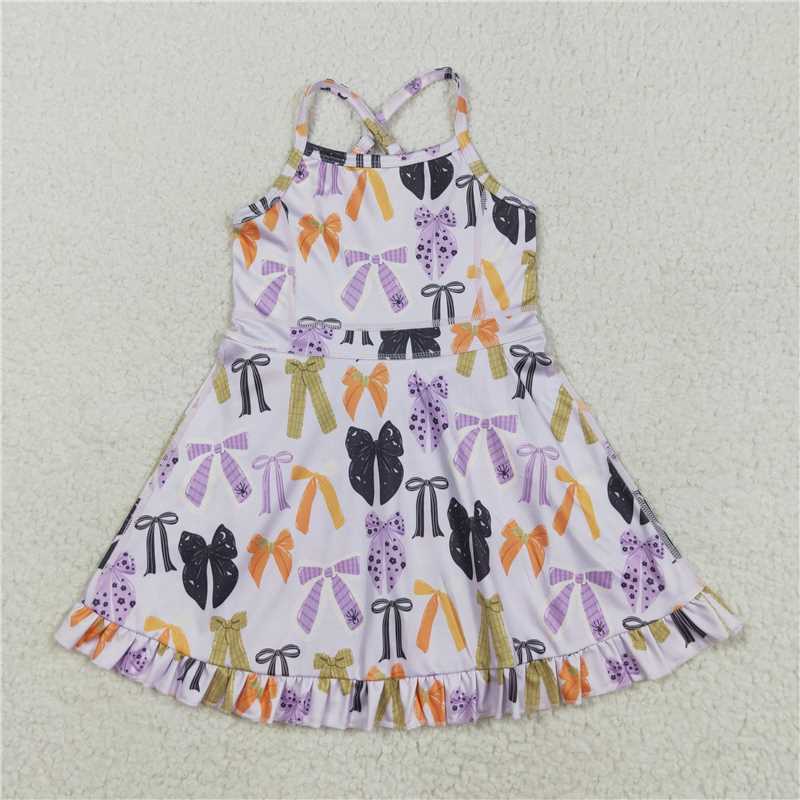 8.7 GSD2737 Purple sleeveless yoga dress with a Halloween bow pattern