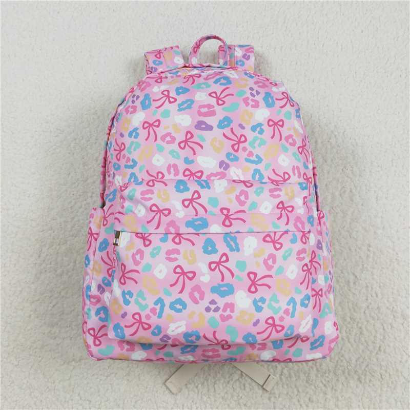 X10.10BA0319 Pink backpack with colorful leopard print and bow pattern