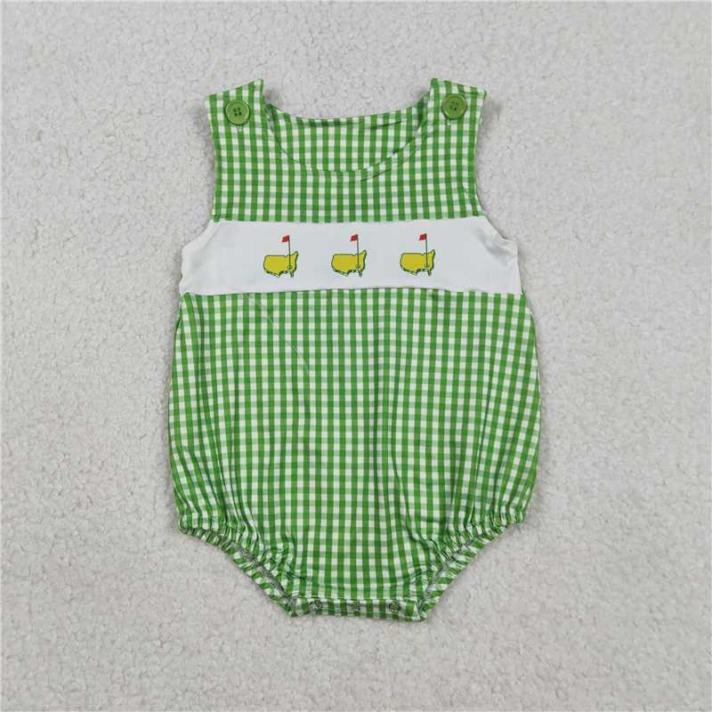 X1.2 SR3454 Golf Course Red Flag Green Checkered Vest Jumpsuit