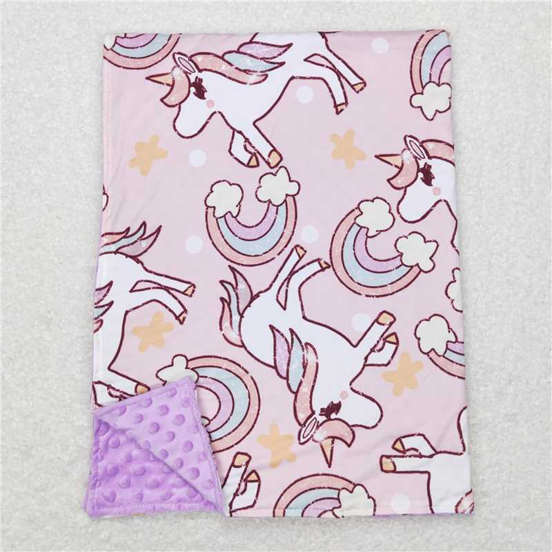 4.21BL0100 Rainbow Unicorn Pink Purple Baby Blanket