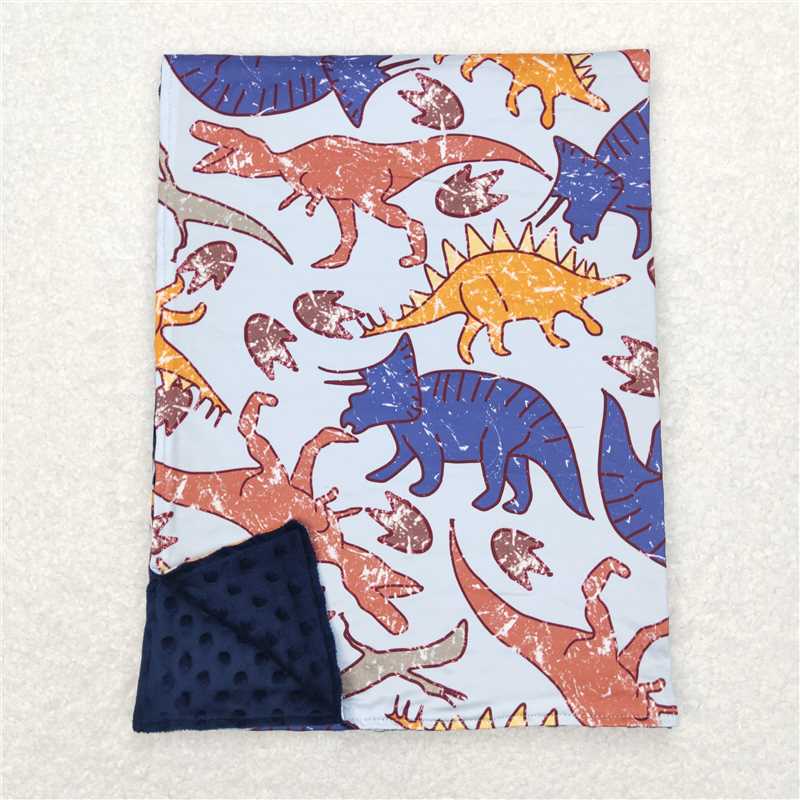 4.21BL0099 Dinosaur blue baby blanket