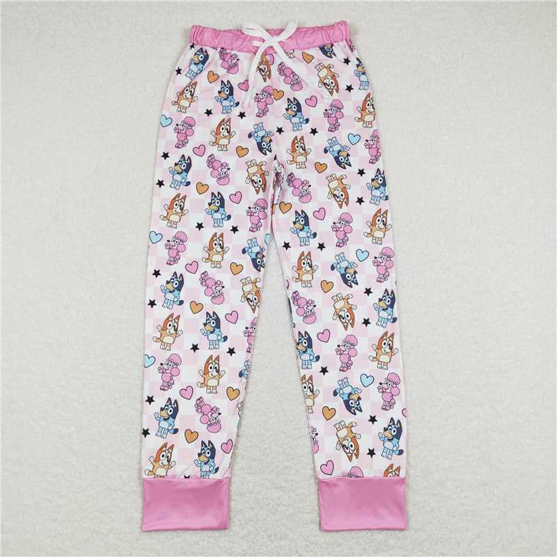 4.11 P0393 Adult female bluey heart pink and white plaid trousers
