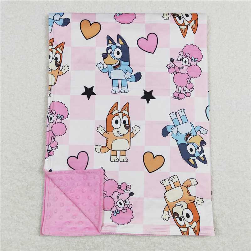 4.21BL0114 bluey love pink and white plaid baby blanket