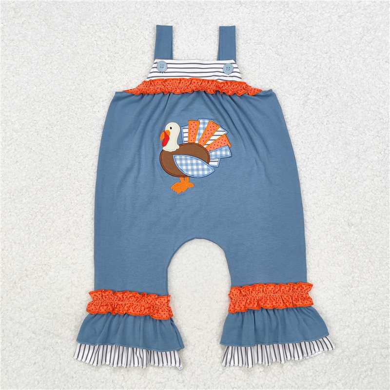 4.23SR1952 Embroidered Turkey Haze Blue Sleeveless Bodysuit