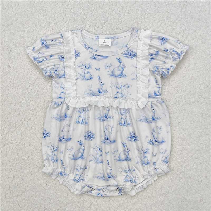 4.23SR2143 Easter flower bunny lace short-sleeved jumpsuit