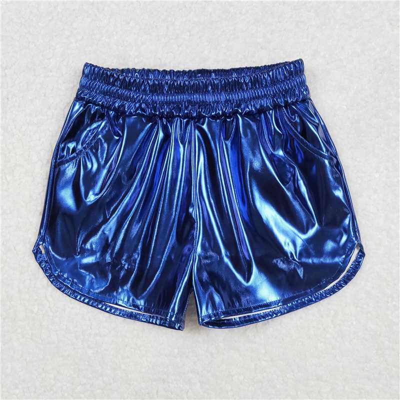 3.4 SS0409 Shiny leather royal blue shorts