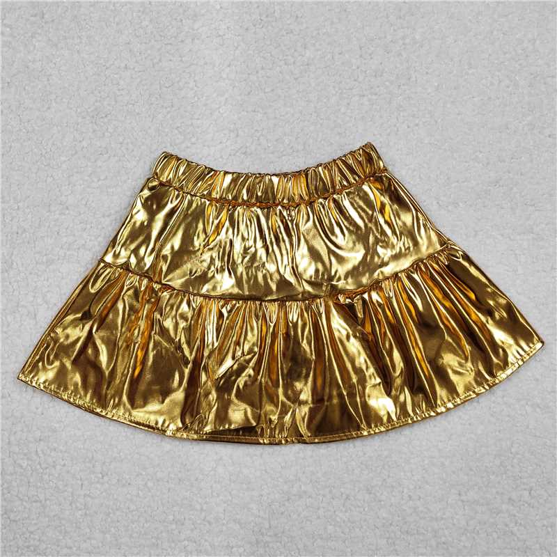4.2 GLK0043 Glossy leather gold skirt