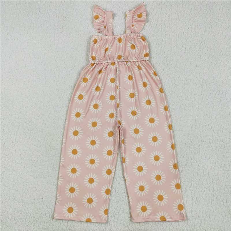 5.19 SR3052 Pink daisy flower flying sleeve jumpsuit