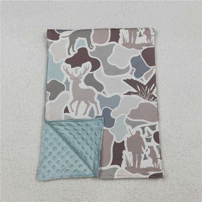 X109 BL0212 Duck and Elk Camo Gray-Blue Baby Blanket