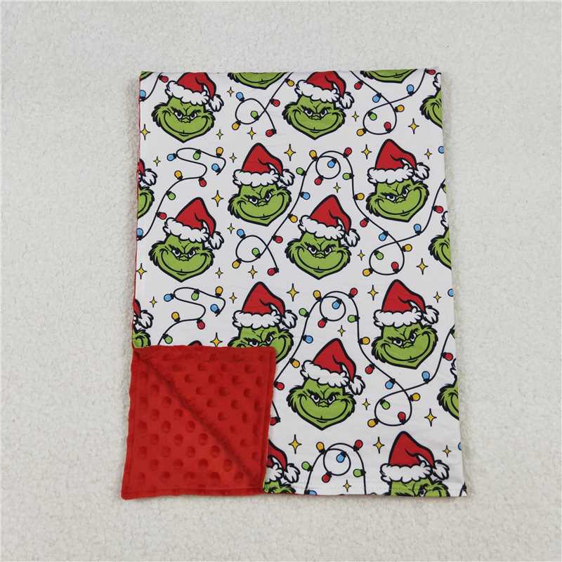 X109 BL0222 Grinch Red and White Illuminated Baby Blanket