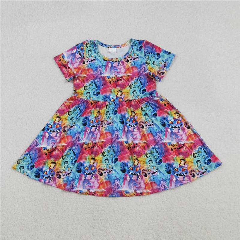 X12.2GSD2920 Kpop Cartoon Colorful Short-Sleeve Dress