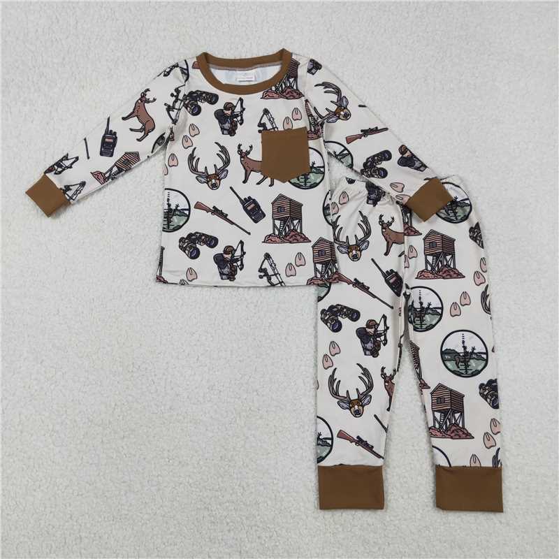X12.10 BLP1236 Deer Hunting Binoculars Brown Pocket Long-Sleeved Pants Pajama Set