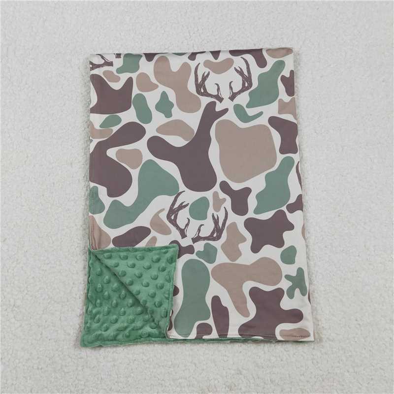 X12.6 BL0226 Antler Brown-Green Camouflage Baby Blanket