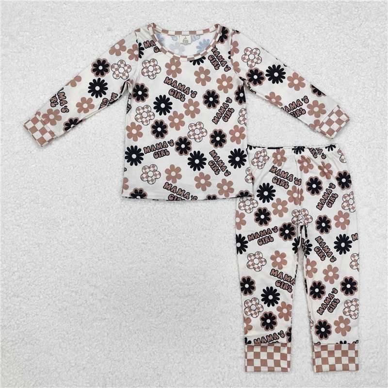 4.23GLP1984 mama's girl modal flower beige brown long sleeve long pants pajamas set