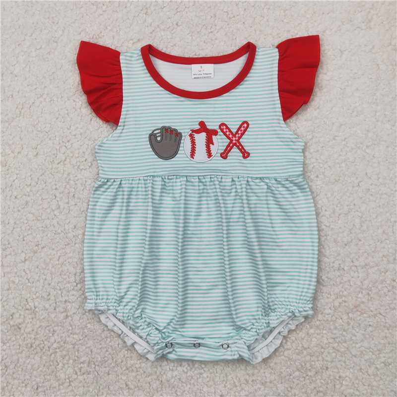 4.7 SR2892 Embroidered baseball gloves blue striped flying sleeves vest jumpsuit