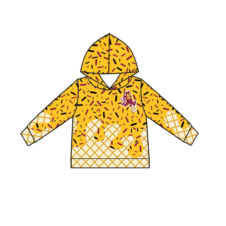 7.2Preorder (moq 5)Baby Boys Yellow Long Sleeves Trident Drip Team Hoodies Top