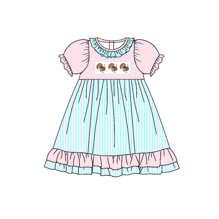 5.13 Turkey Pink Striped Knee-Length Dress
