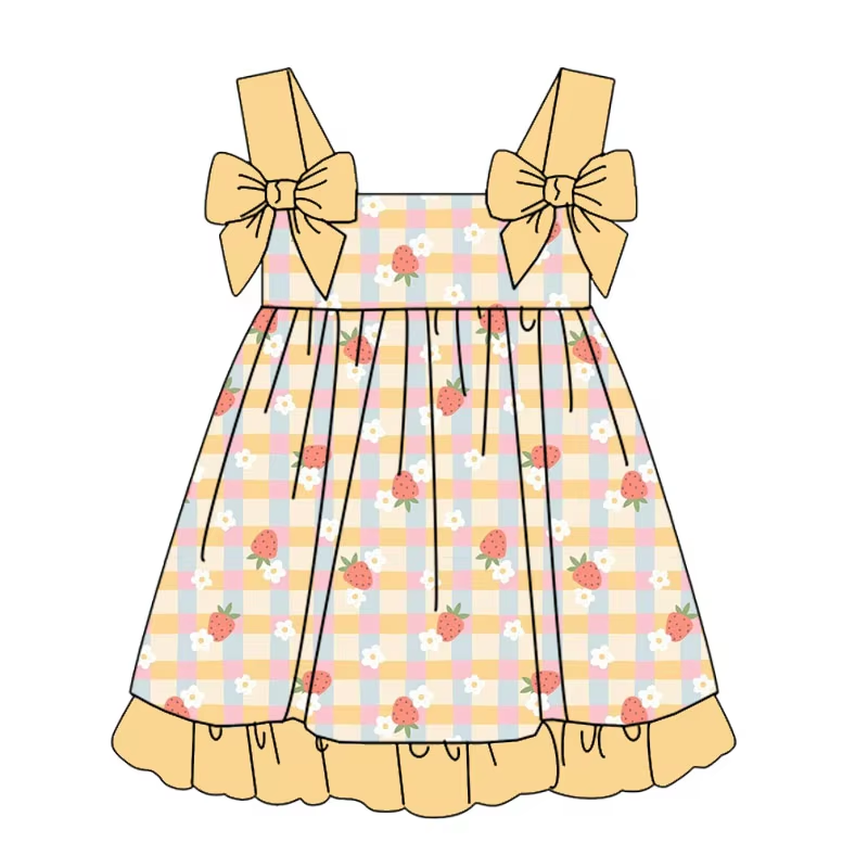 5.13 Yellow Strawberry Plaid Dress