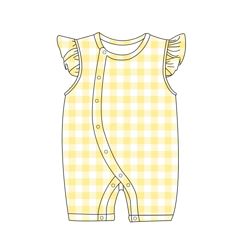 5.16 Yellow plaid flying sleeve toddler clothes