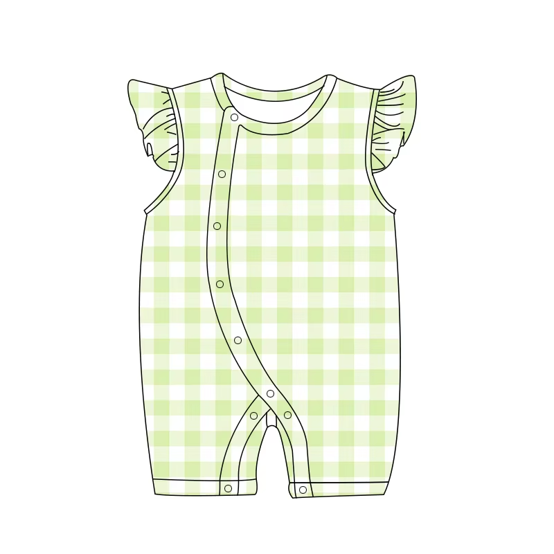 5.16 Green plaid flying sleeves toddler clothes