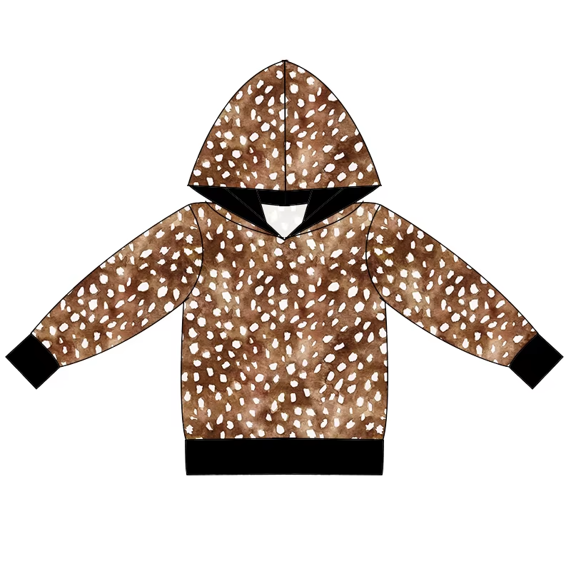 6.25 Polka Dot Brown Hooded Long Sleeve Top