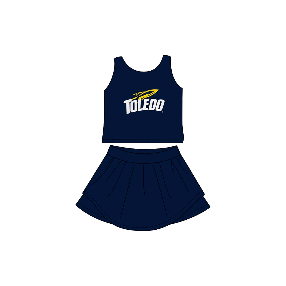 7.3Preorder (moq 5)Baby Girls Navy Toledo Sleeveless Top Skorts Team Sets