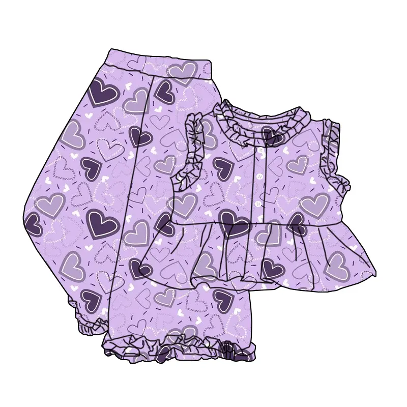 6.21 Purple Heart Short Sleeve Long Pants Set