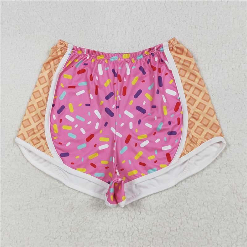 6.23 SS0574 Adult female waffle ice cream pink and orange yoga shorts