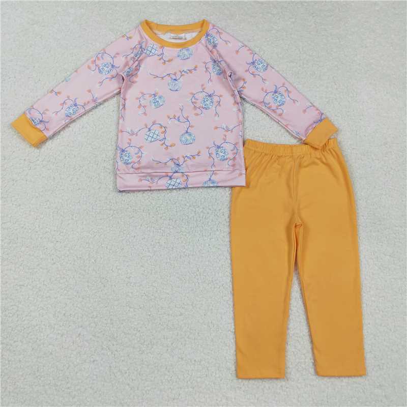 X830 BLP0835 Pumpkin Leaf Long-Sleeve Orange Pants Set