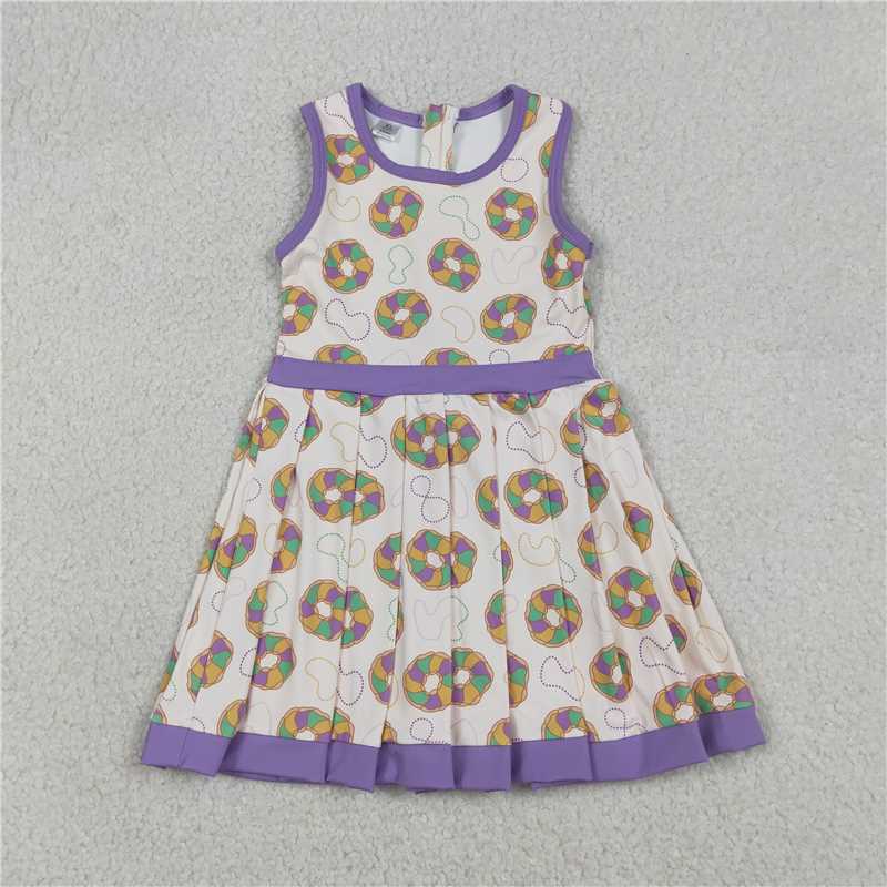 X12.23 GSD2867 Carnival Necklace Donut Beige Yoga Pleated Sleeveless Dress