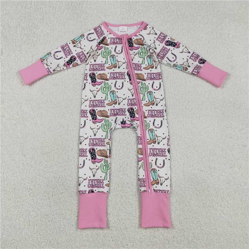 X12.29 LR2945 future cowgirl alpine bullhead cactus boots beige zip-up long-sleeved jumpsuit