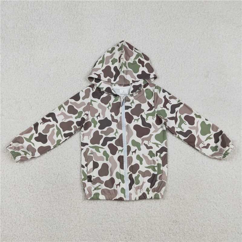 X1.6 BT1343 Duck and Puppy Camouflage Hooded Zip-Up Long-Sleeve Top