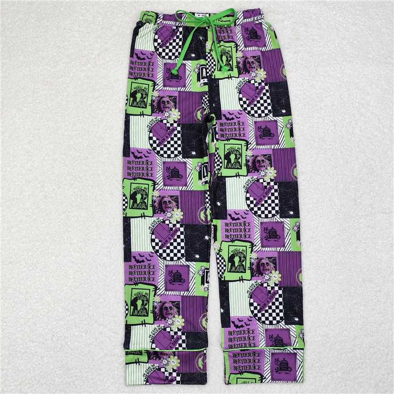 4.11 P0585 Adult female Halloween plaid purple and green trousers