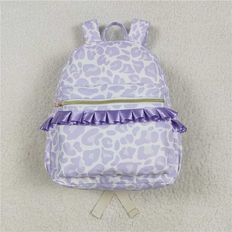 5.1 BA0239 Leopard print purple and white small backpack