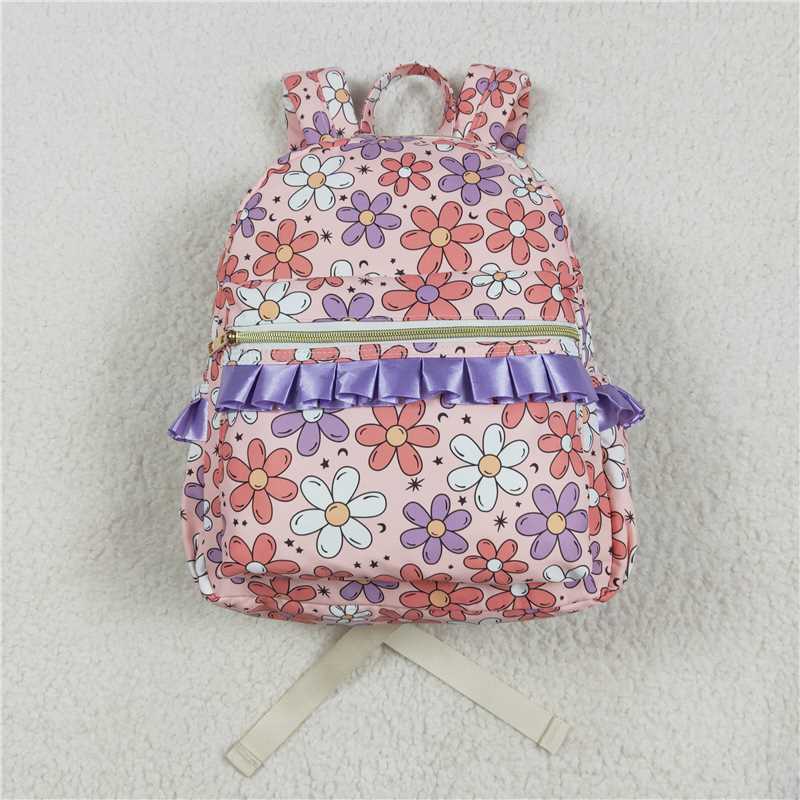 5.1 BA0240 Pink small backpack with flowers, moon and stars