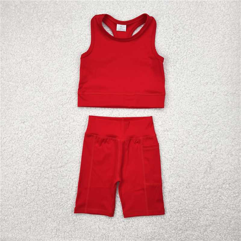 4.25 GSSO1519 Pure red vest and shorts yoga suit