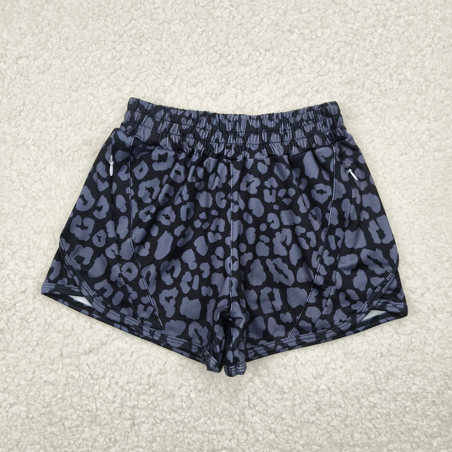 5.1 SS0467 Gray and black leopard print yoga shorts