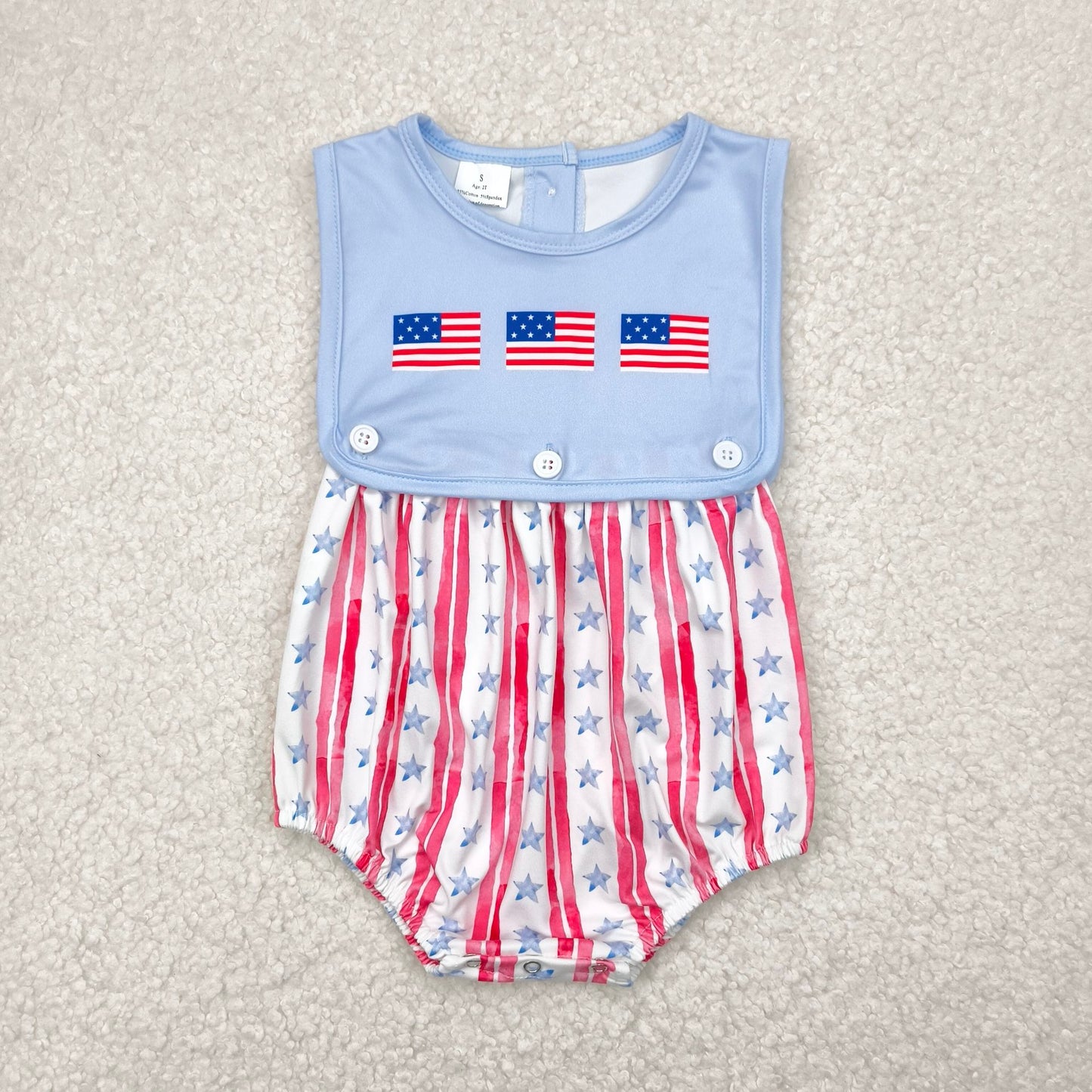 5.2 SR3049 National Day flag stars and stripes blue vest jumpsuit