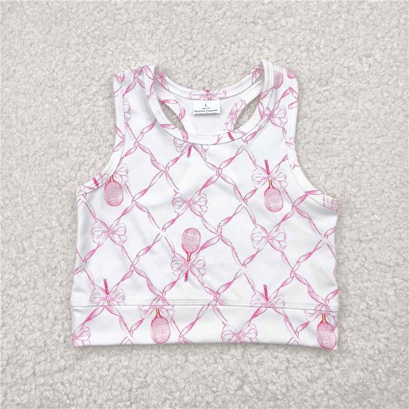 4.28 GT0883 White yoga vest with racket bow pattern